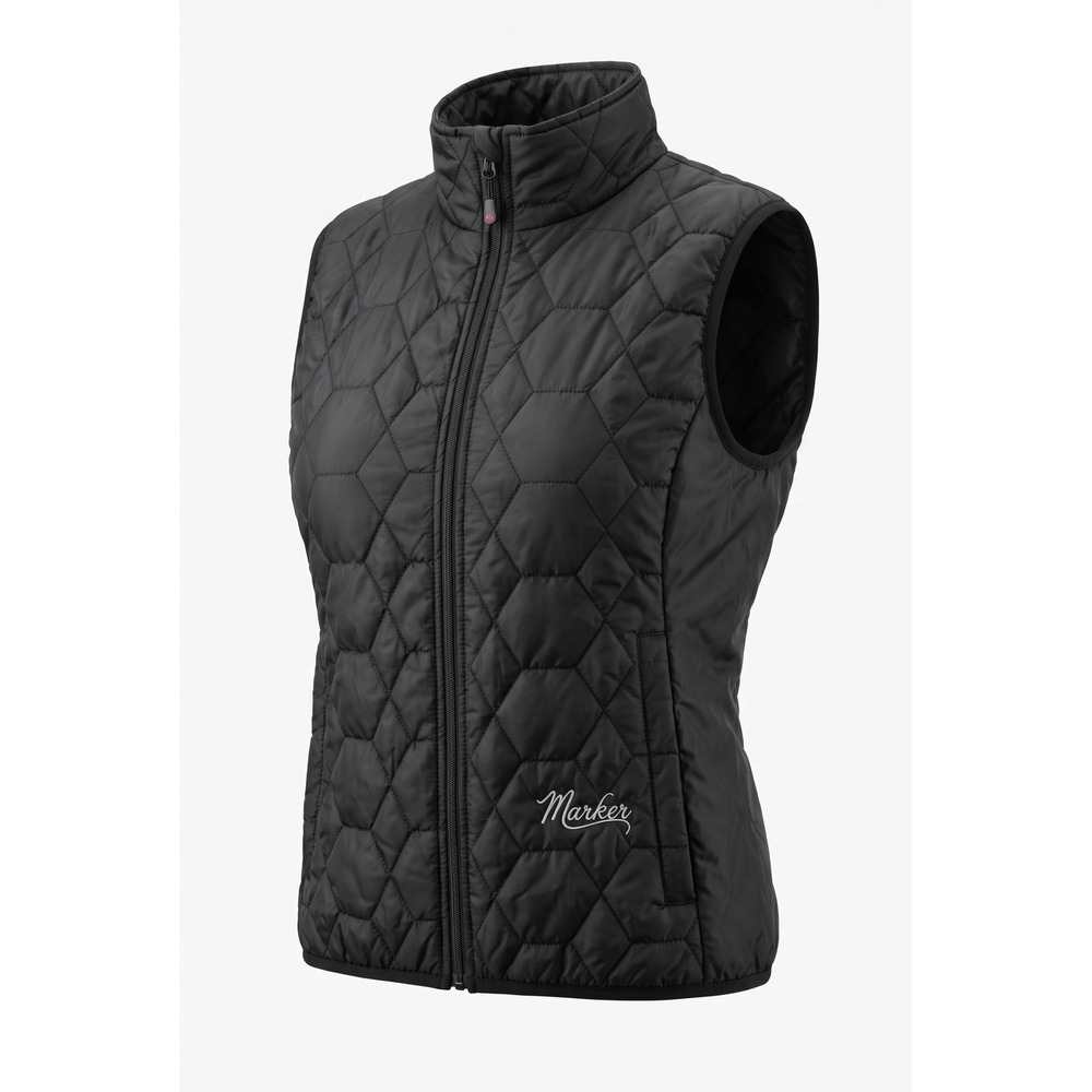 Marker Womens Black Quilted Puffer Vest Full Zip Sleeveless Jacket Size Small